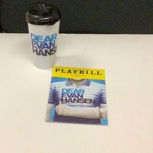 Gaten Matarazzo of Stranger Things in Dear  Evan Hansen Playbill and Cup